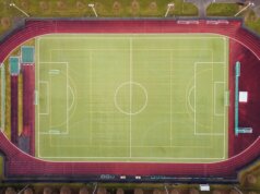 green and red football field