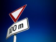 100 meters road sign