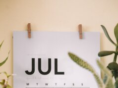 July calendar on focus photography
