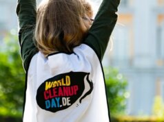 a person with the arms raised world cleanup day