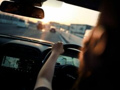 woman driving car