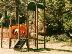 toddler's brown and orange outdoor playset